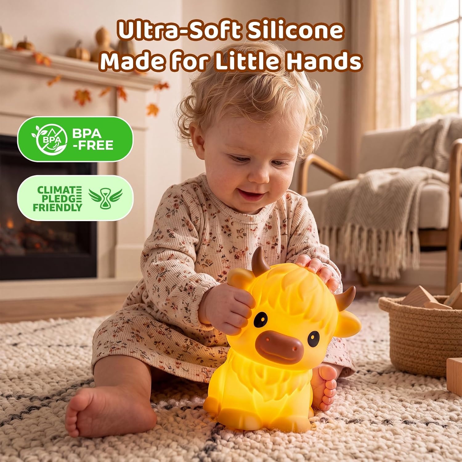 image:imageMewaii Huggwaii Squishy Dinosaur Night Light for Kids BPAFreeBrown