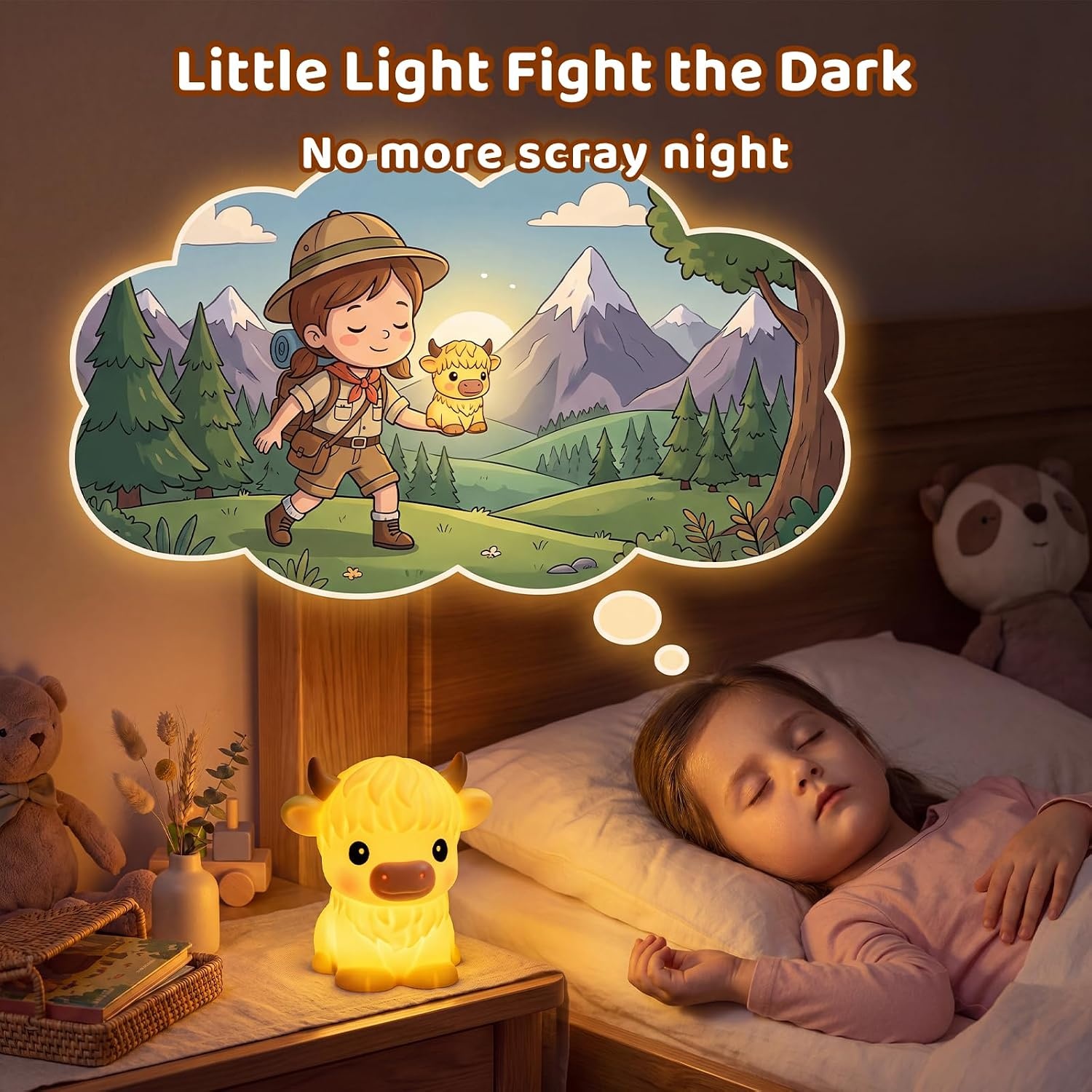 image:imageMewaii Huggwaii Squishy Dinosaur Night Light for Kids BPAFreeBrown