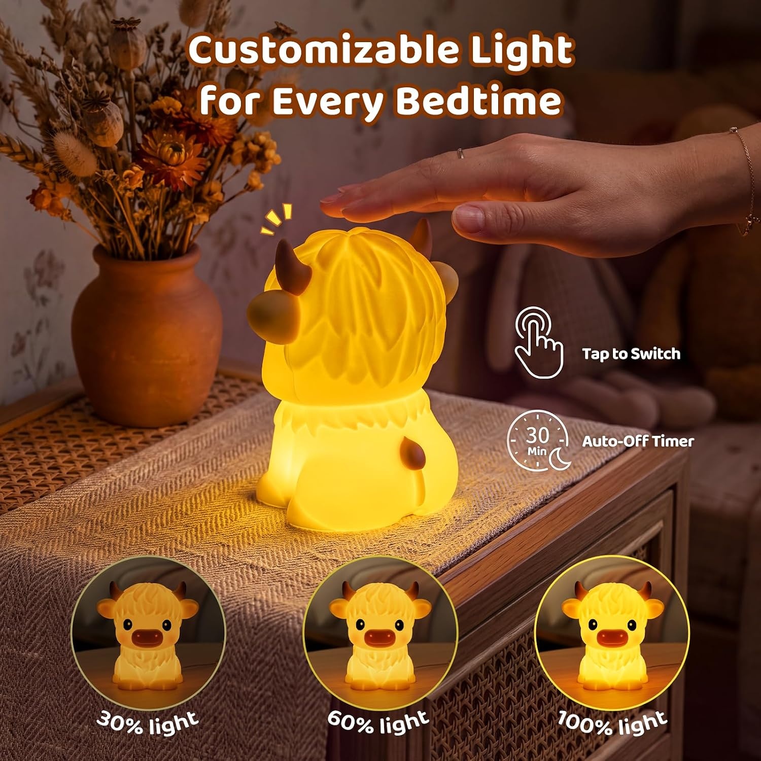 image:imageMewaii Huggwaii Squishy Dinosaur Night Light for Kids BPAFreeBrown