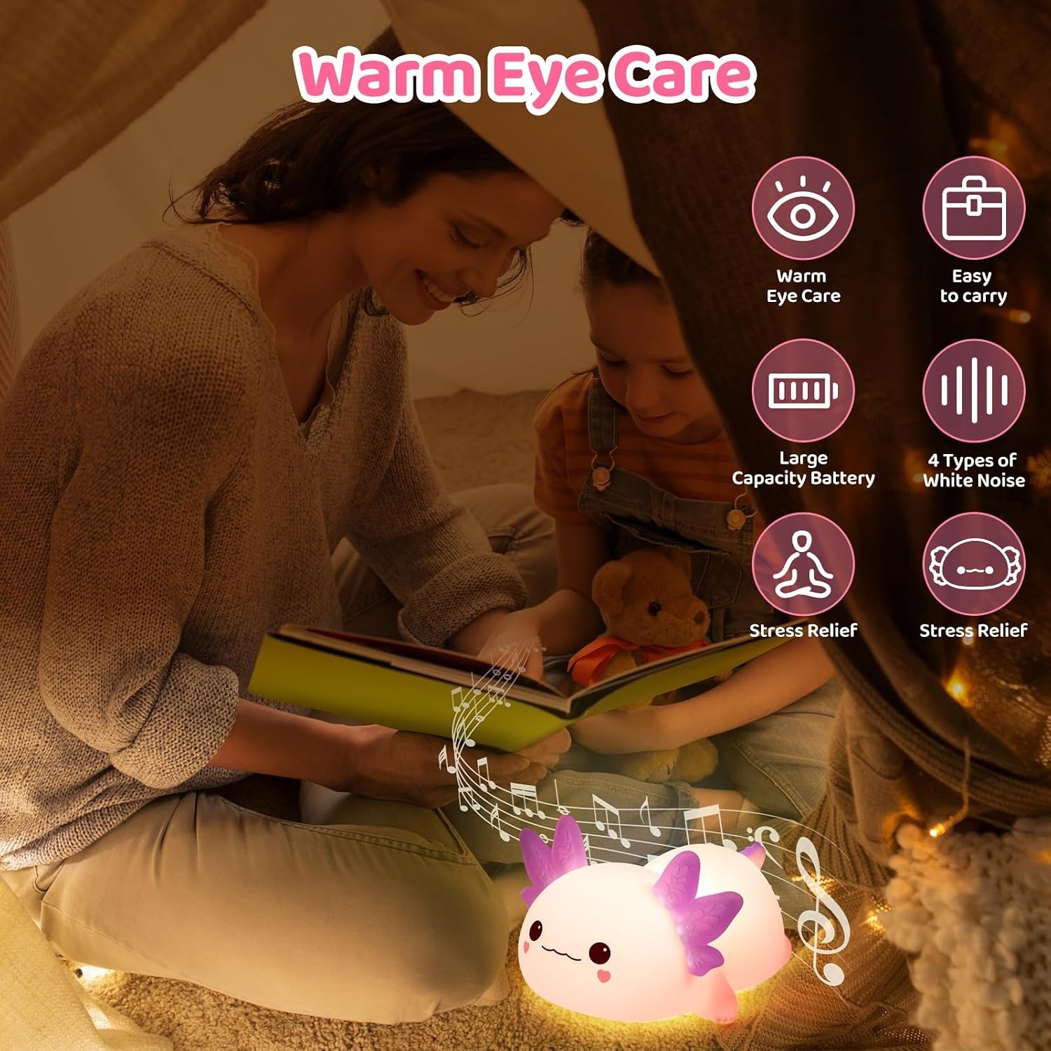 image:imageMewaii Huggwaii Squishy Dinosaur Night Light for Kids BPAFreePink