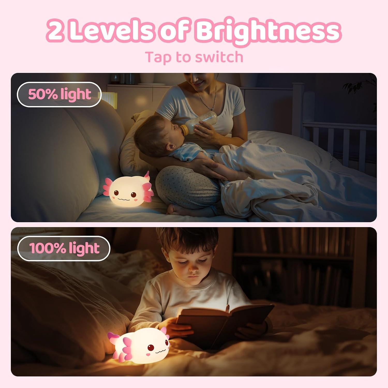 image:imageMewaii Huggwaii Squishy Dinosaur Night Light for Kids BPAFreePink1