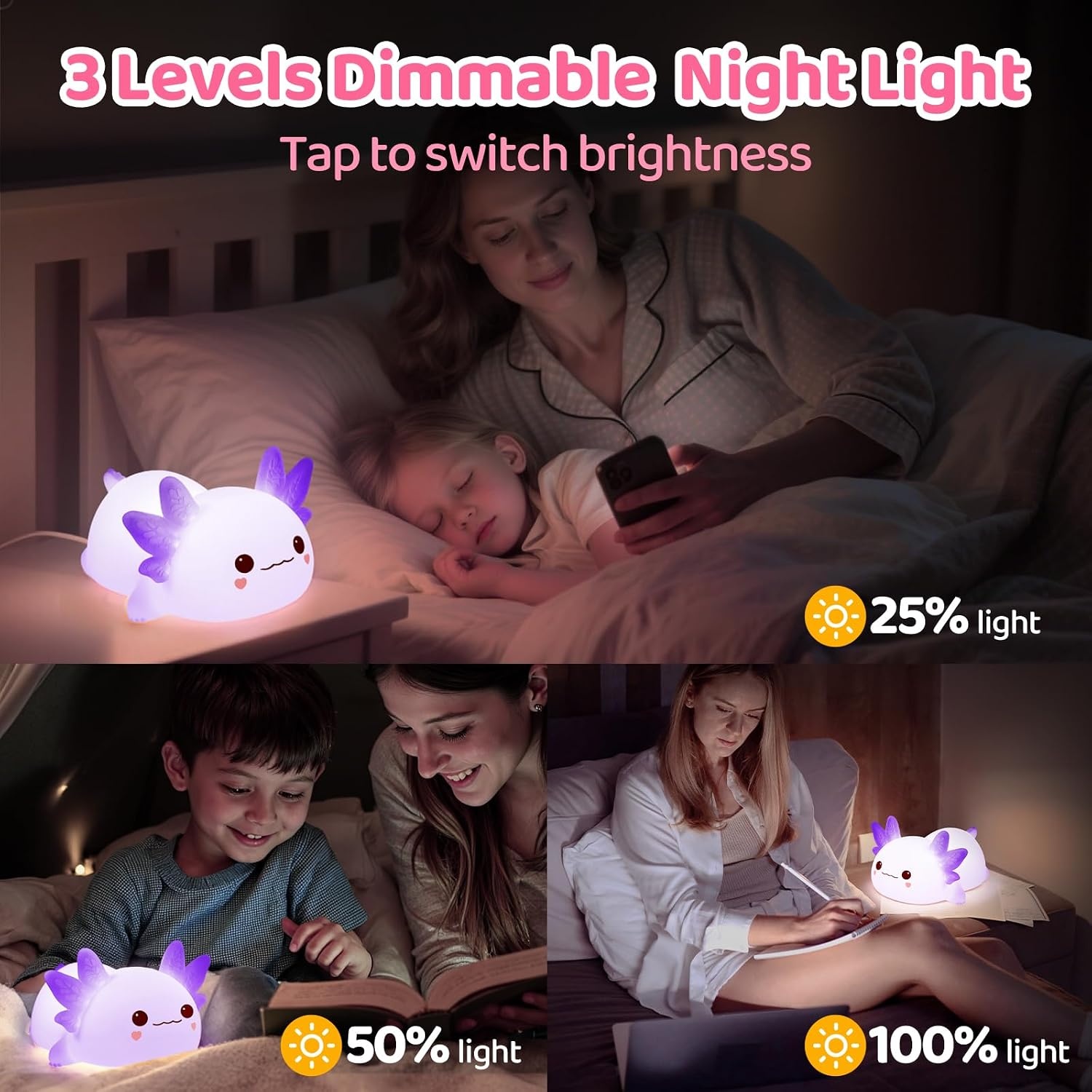 image:imageMewaii Huggwaii Squishy Dinosaur Night Light for Kids BPAFreePurple