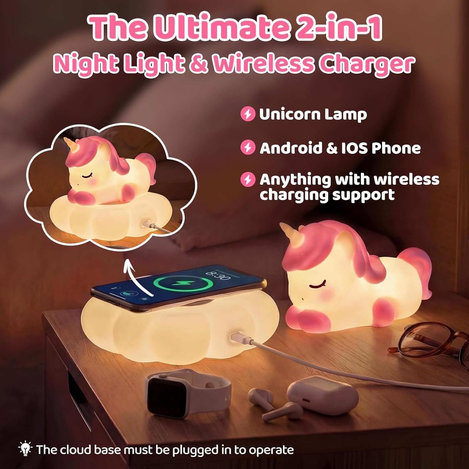 image:imageMewaii Huggwaii Squishy Dinosaur Night Light for Kids BPAFreepink and white