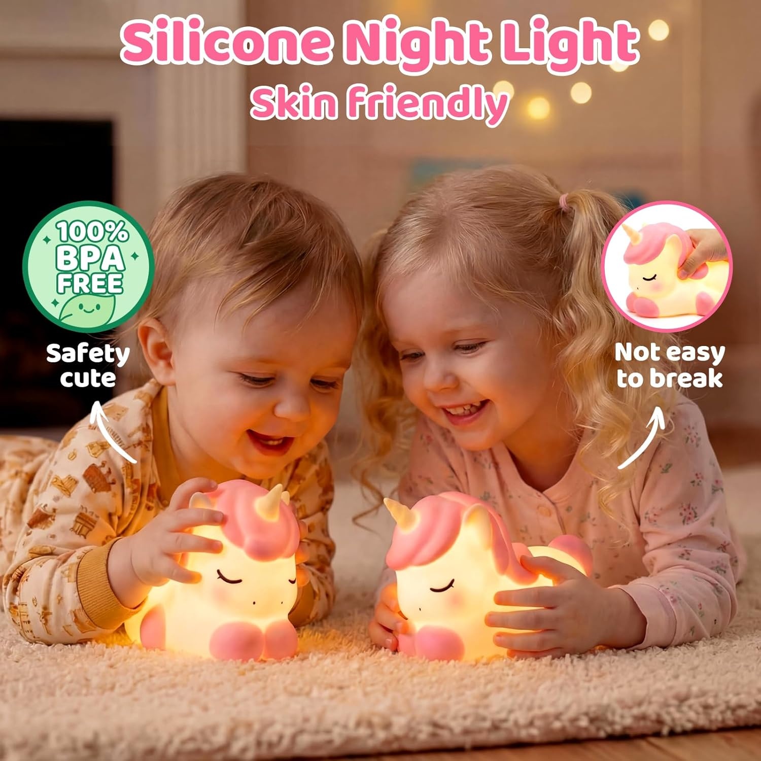 image:imageMewaii Huggwaii Squishy Dinosaur Night Light for Kids BPAFreepink and white