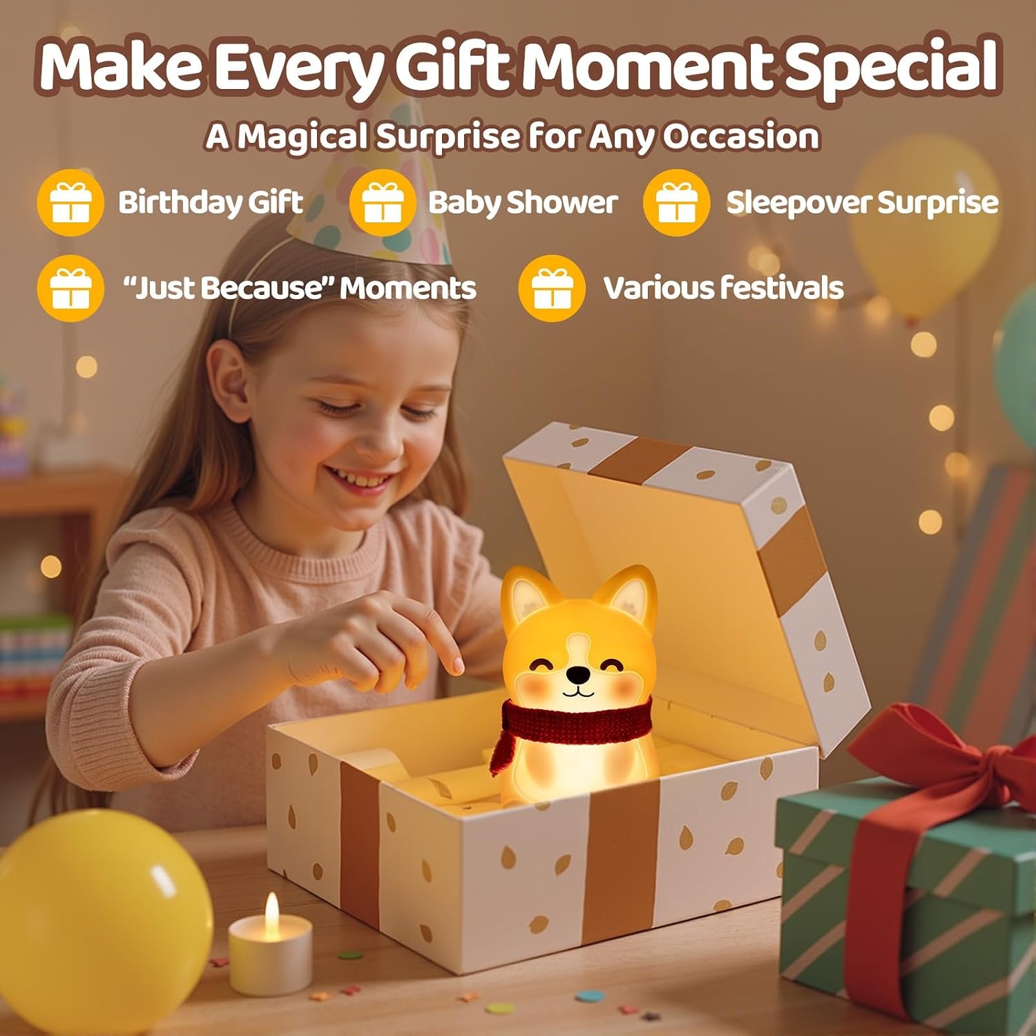 image:imageMewaii Huggwaii Squishy Dinosaur Night Light for Kids BPAFreeyellow and white