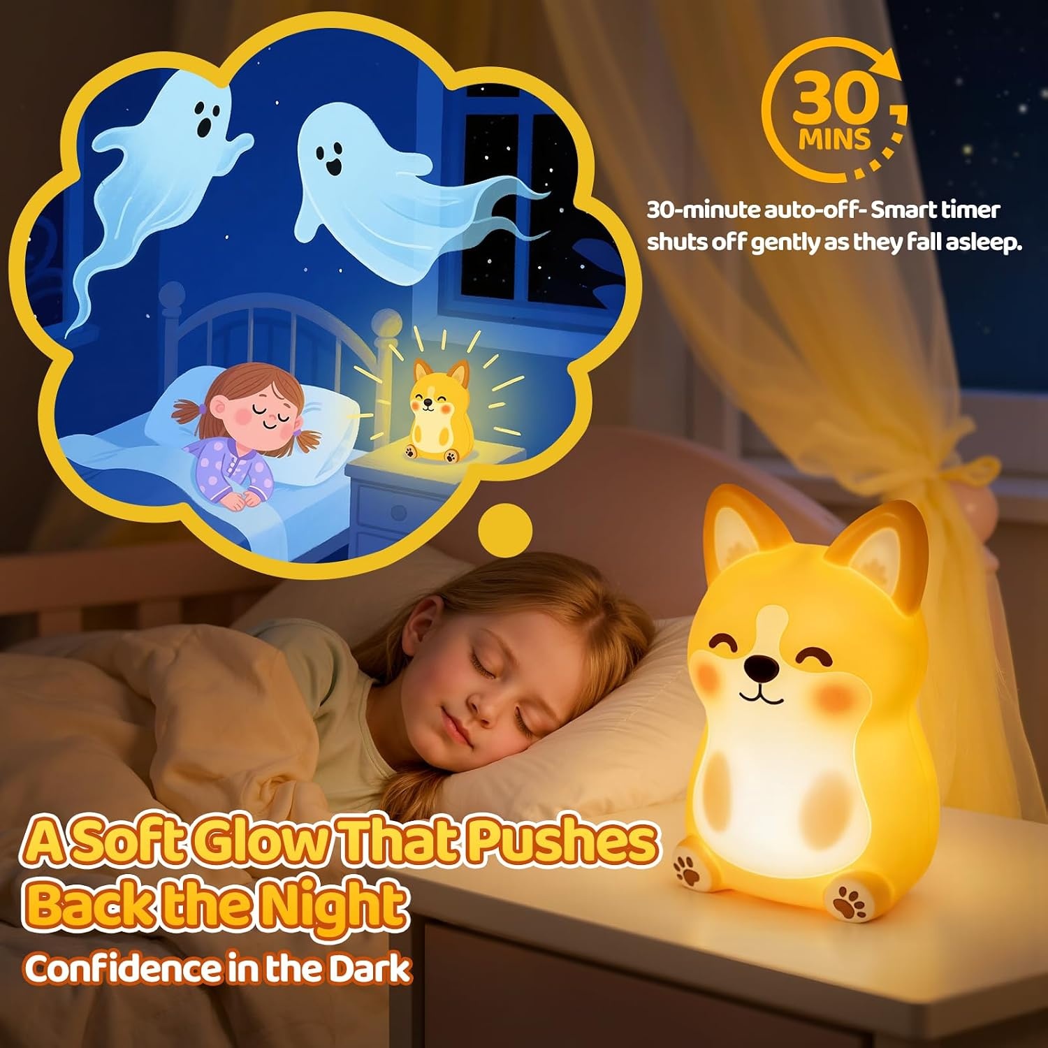 image:imageMewaii Huggwaii Squishy Dinosaur Night Light for Kids BPAFreeyellow and white