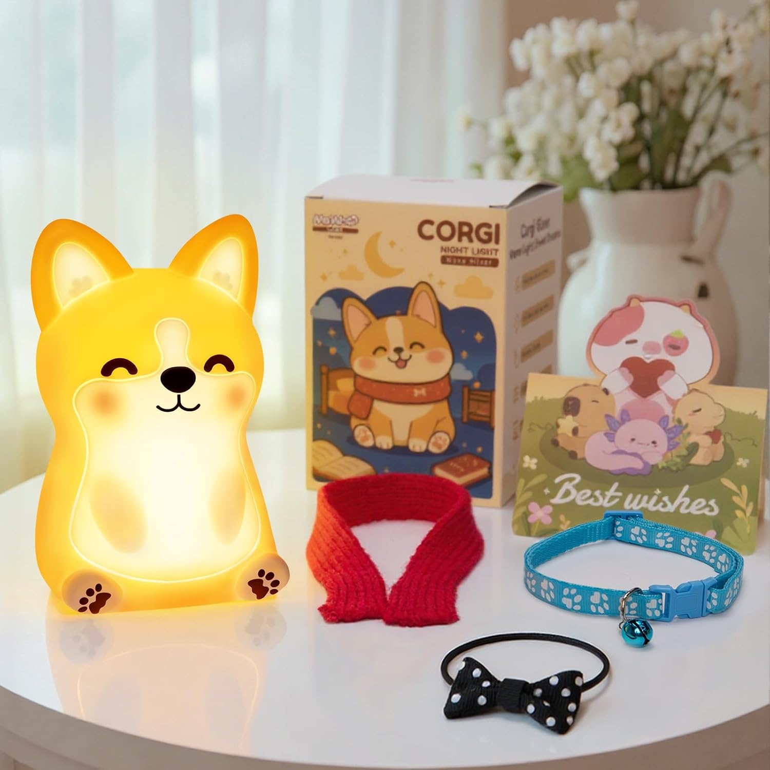 image:imageMewaii Huggwaii Squishy Dinosaur Night Light for Kids BPAFreeyellow and white
